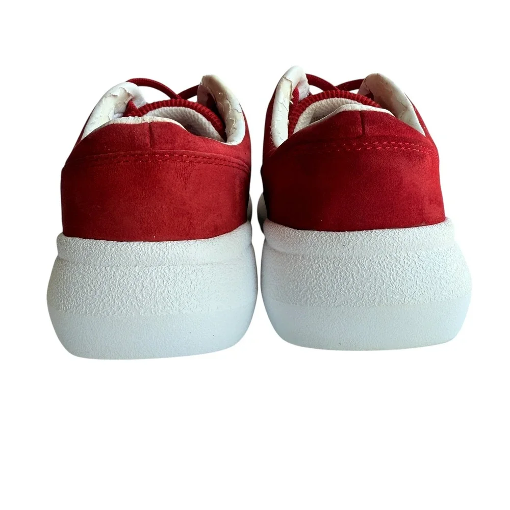 Lauren Ralph Lauren Red Suede Mesh Sneakers Casual Walking Shoes Women's Size 6B
